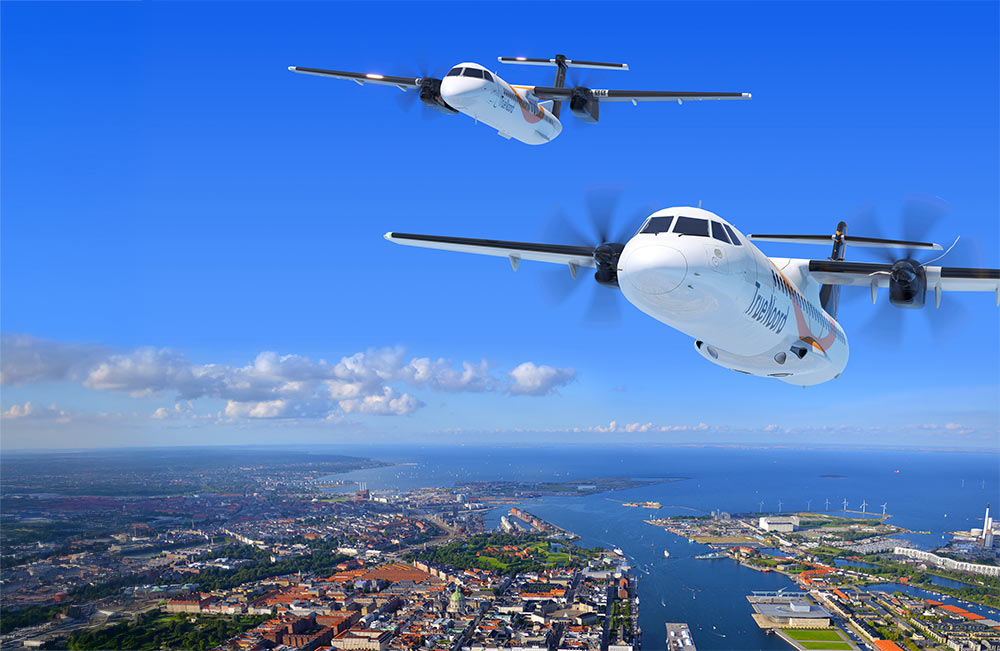 TrueNoord ATR72-Q400 flying over Copenhangen